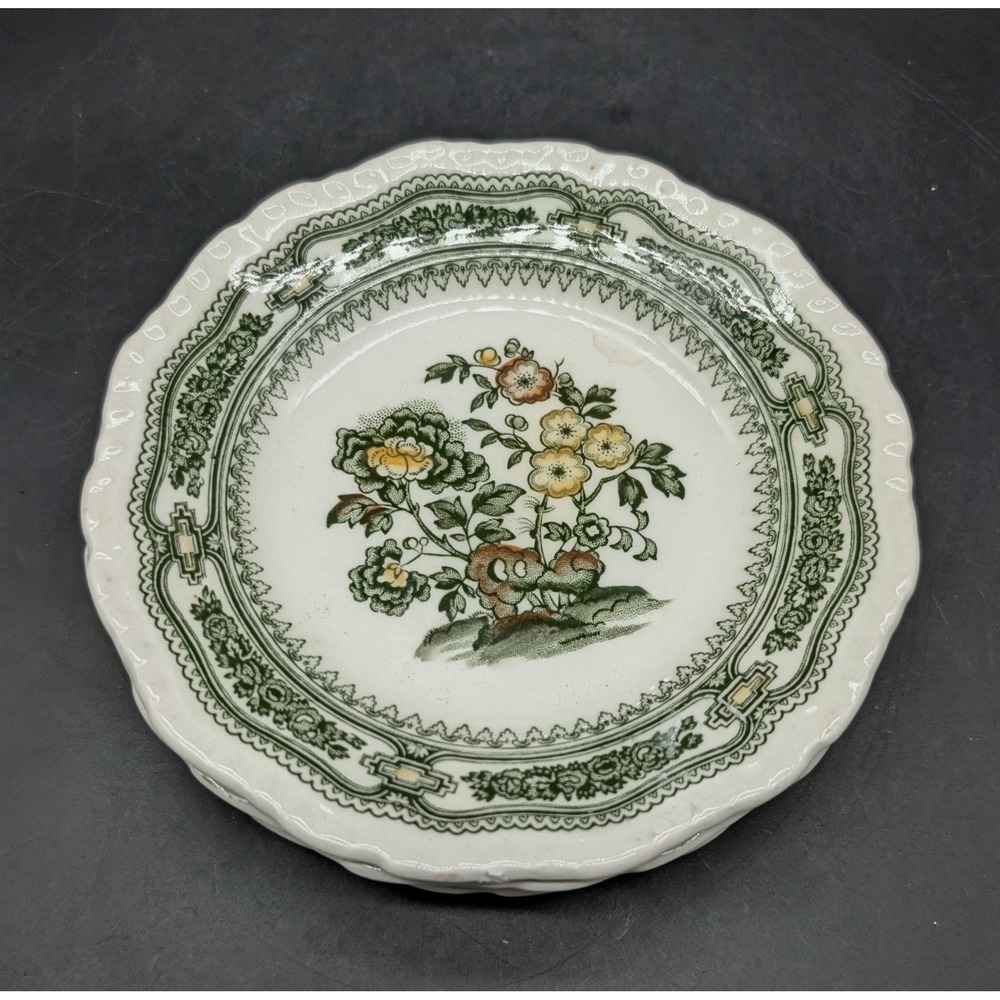 Mason's Manchu Green Floral Ironstone Bread Butter Plates Set of 4 England